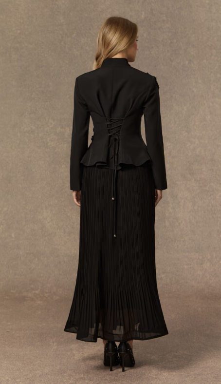 The Yara Set - Tailored Blazer with long Pleated Skirt