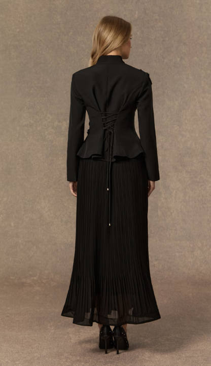 The Yara Set - Tailored Blazer with long Pleated Skirt